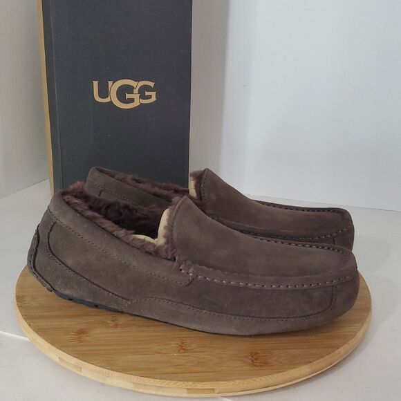 UGG Ascot Slipper Dusted Cocoa Suede Wool Comfort Loafer Men's US 9 NIB - Picture 1 of 15